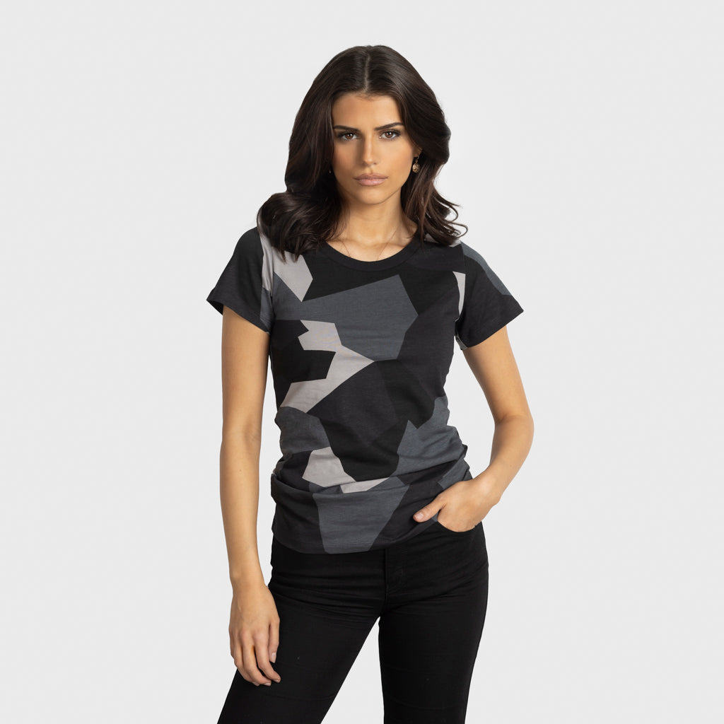 Damen Premium Tee, Grimfrost, M90 Grau Camo