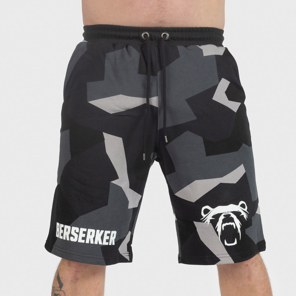 Premium Sweatshorts, Berserker, M90 Grau Camo