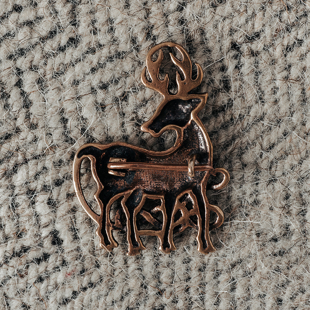 Brooches - Cernunnos Stag Brooch, Bronze - Grimfrost.com