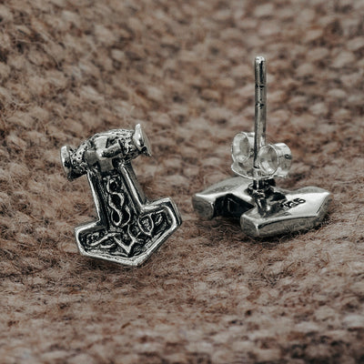 Earrings - Mjolnir Earrings, Silver - Grimfrost.com