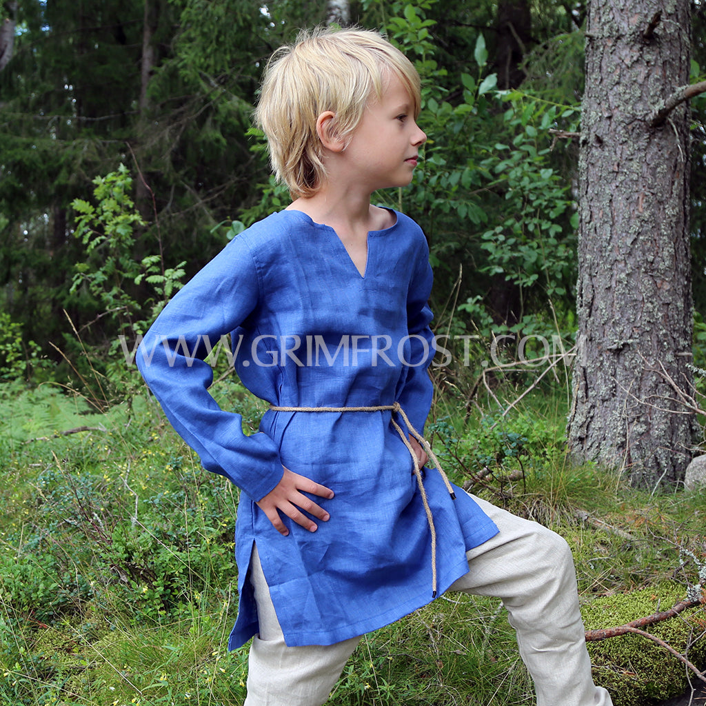 Kids Linen Tunic, Blue