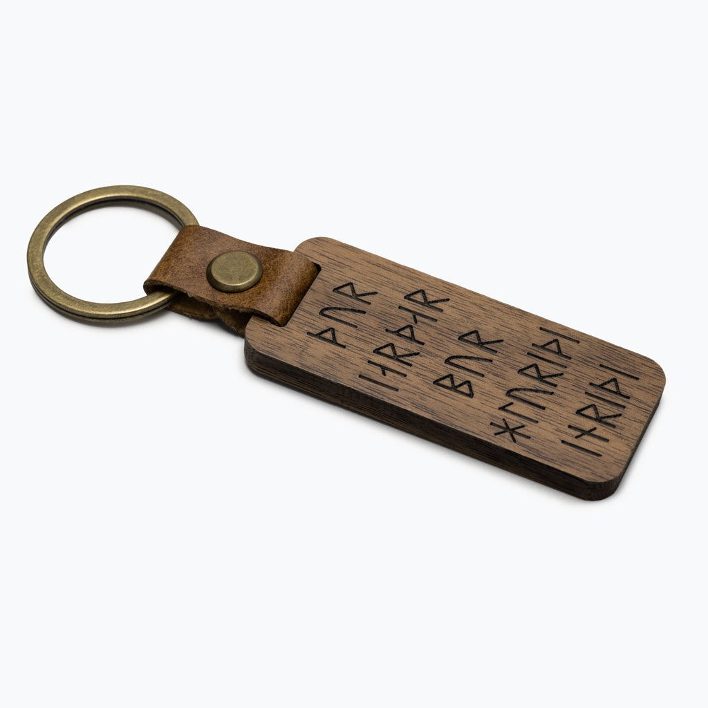 Runic Thor Keychain, Wood