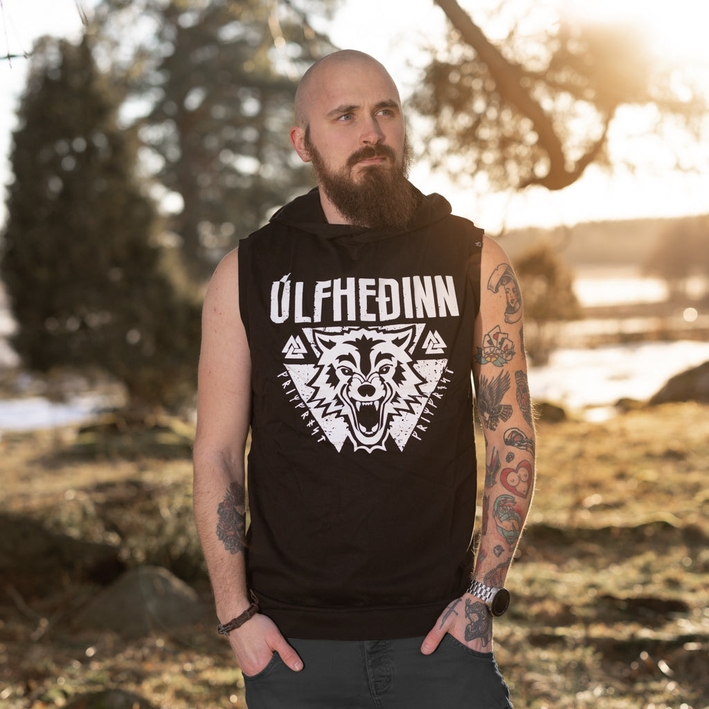 Premium Sleeveless Hoodie, Ulfhedinn, Black