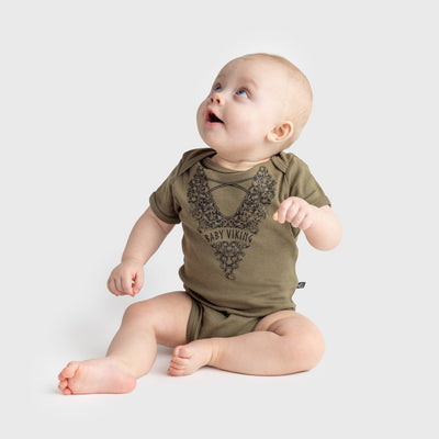 Baby Bodysuit, Viking Boy, Green