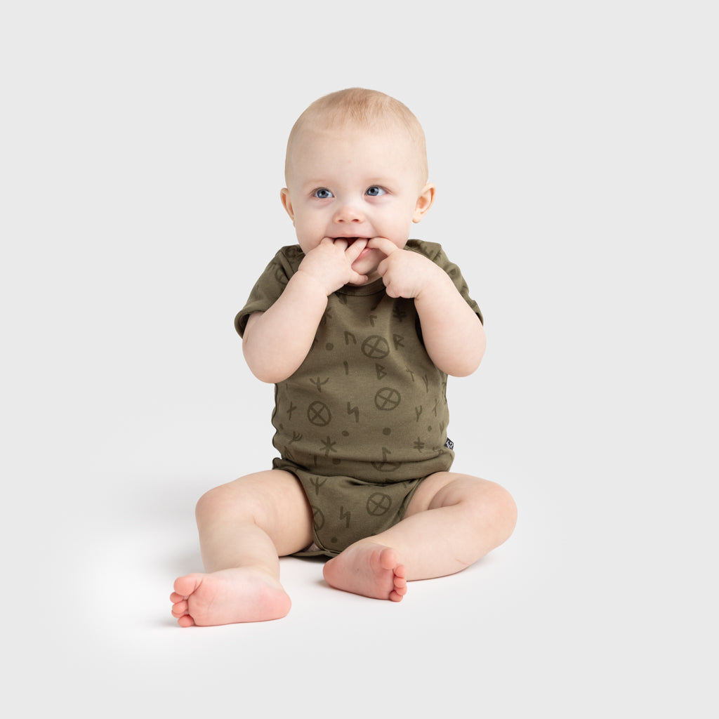 Baby Bodysuit, Runen, Grün