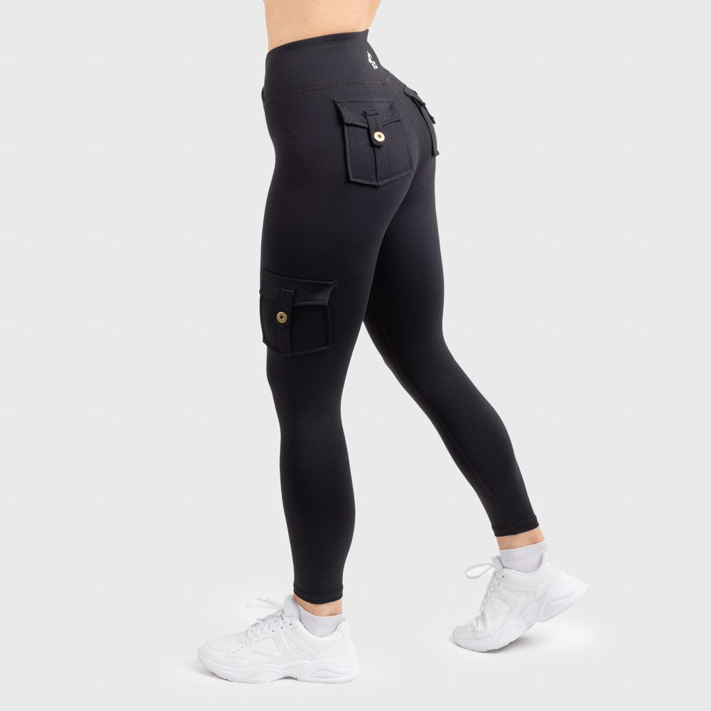 Cargo Leggings, Schwarz