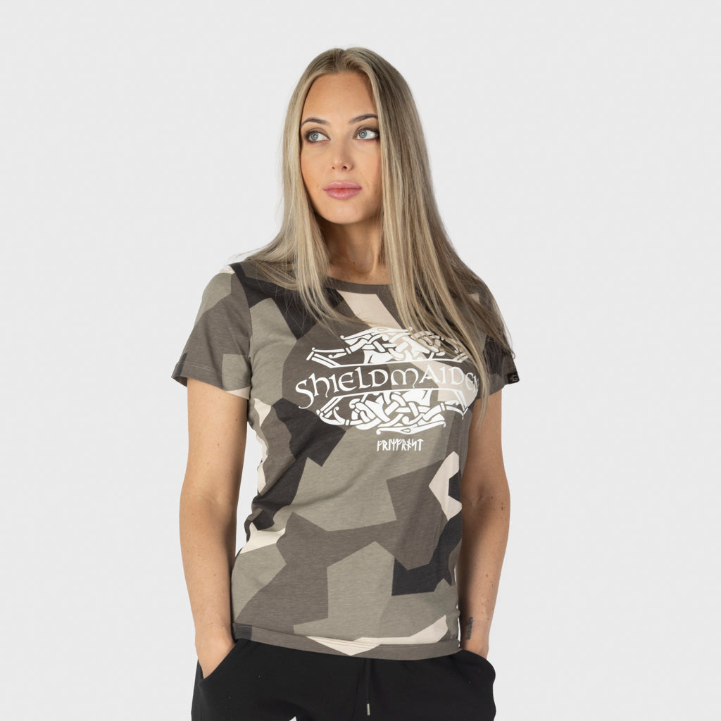 Women's Premium Tee, Shieldmaiden, M90 Brown Camo