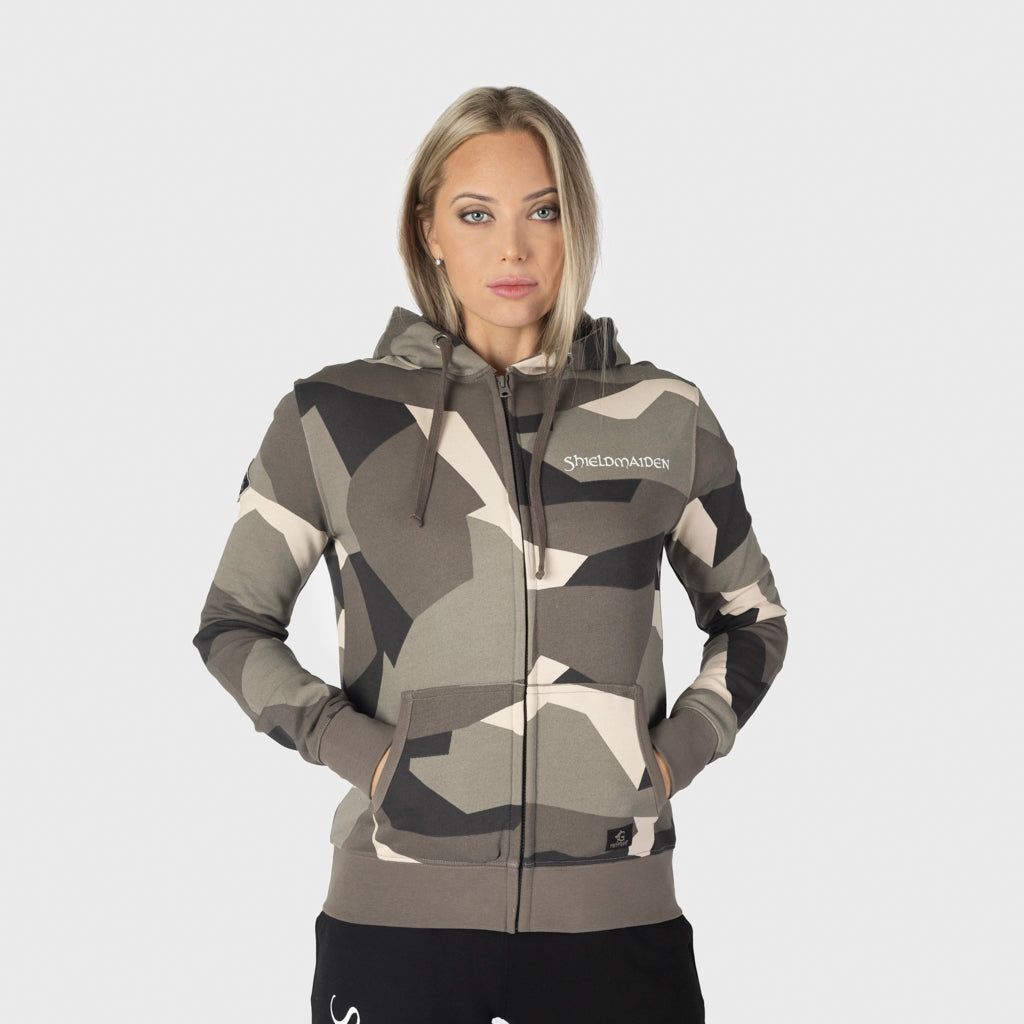 Women's Premium Zoodie, Shieldmaiden, M90 Brown Camo