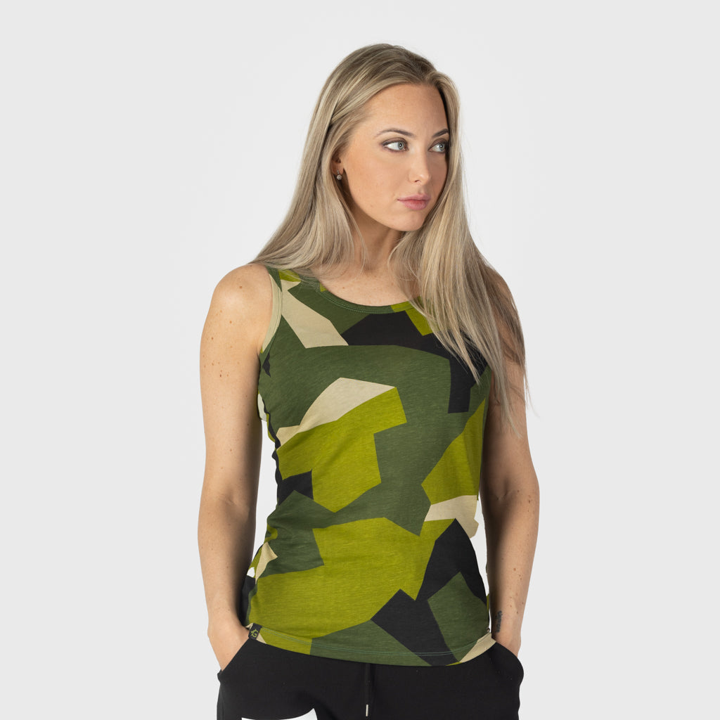 Women's Premium Tank, Grimfrost, M90 Green Camo