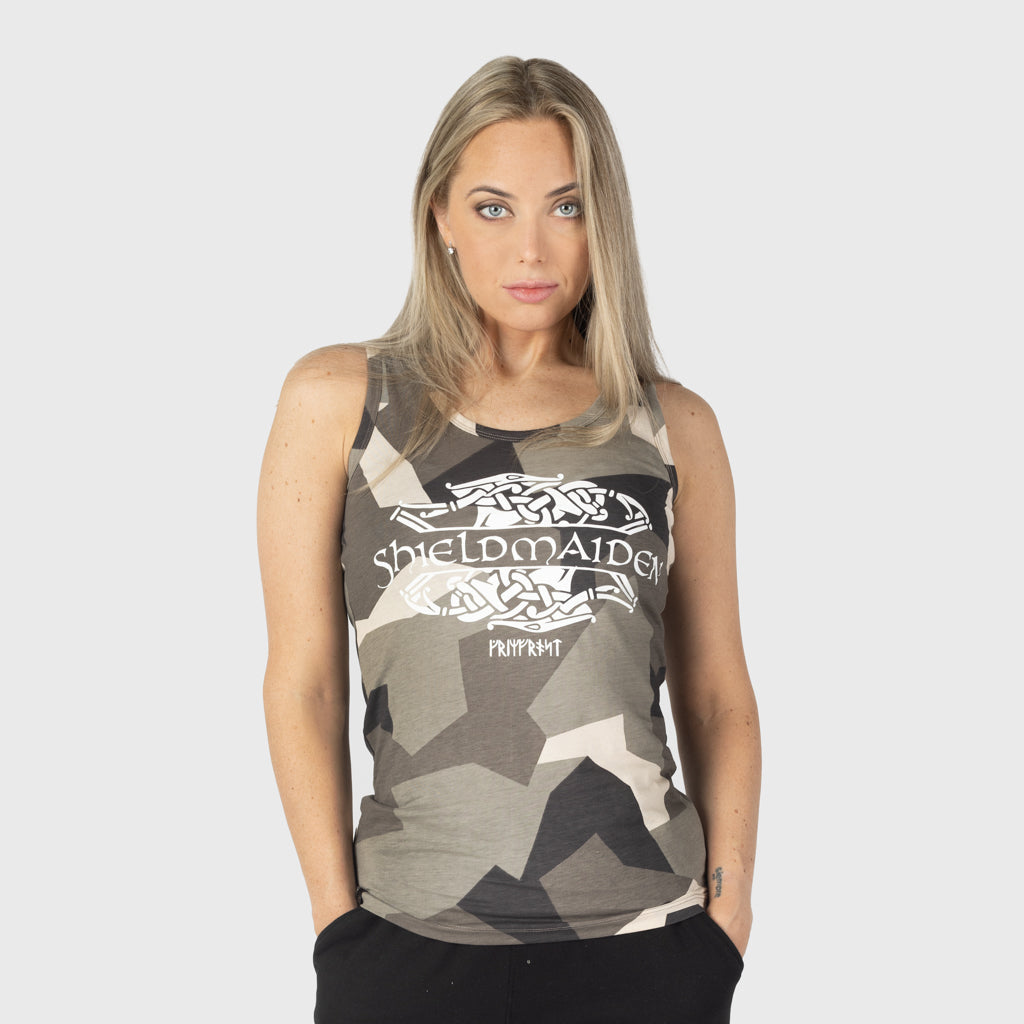 Women's Premium Tank, Shieldmaiden, M90 Brown Camo