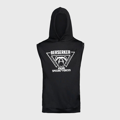 Gym Sleeveless Hoodie, Berserker, Black