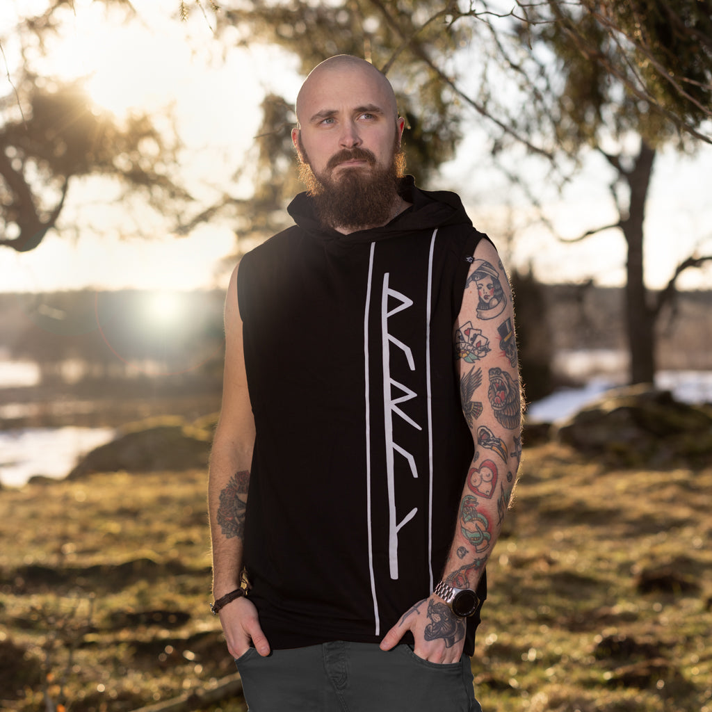 Premium Sleeveless Hoodie, Thor Viki, Black